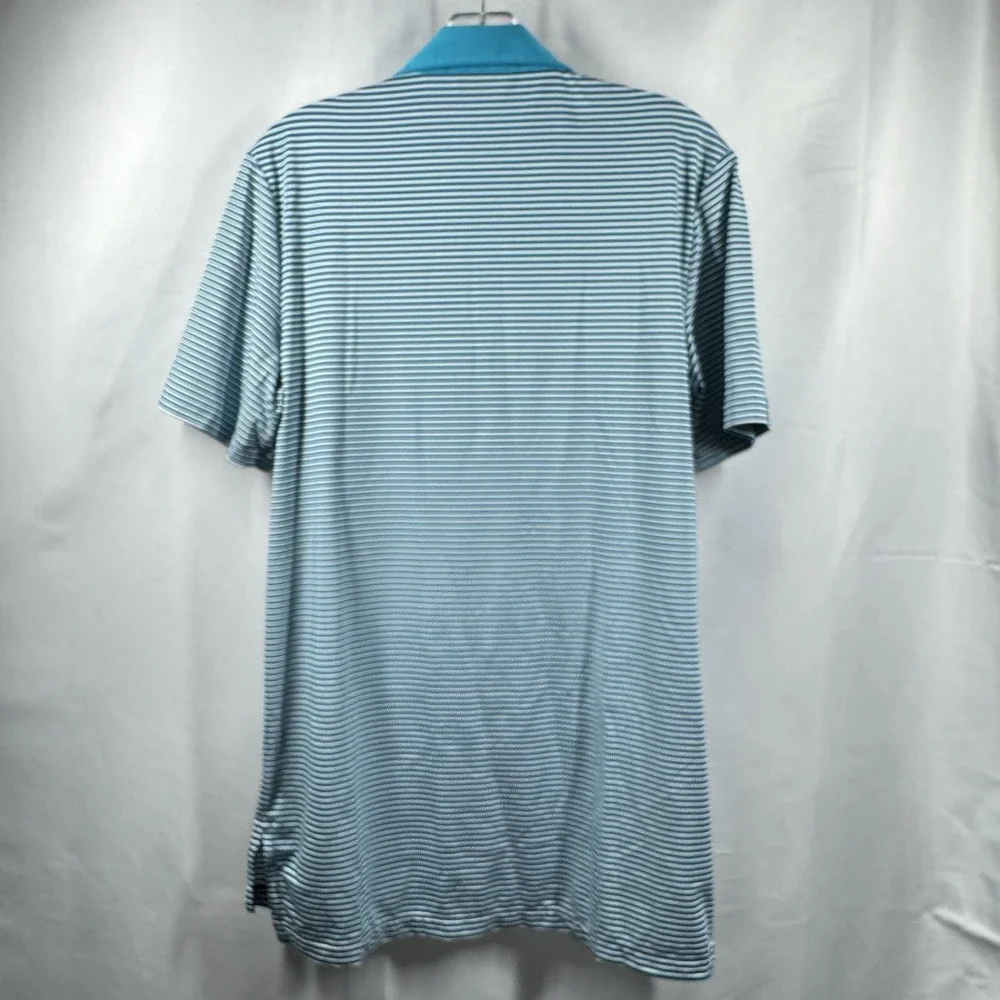 Ralph Lauren Polo Shirt Mens Small Blue White Striped‎ Stretch Golf Performance